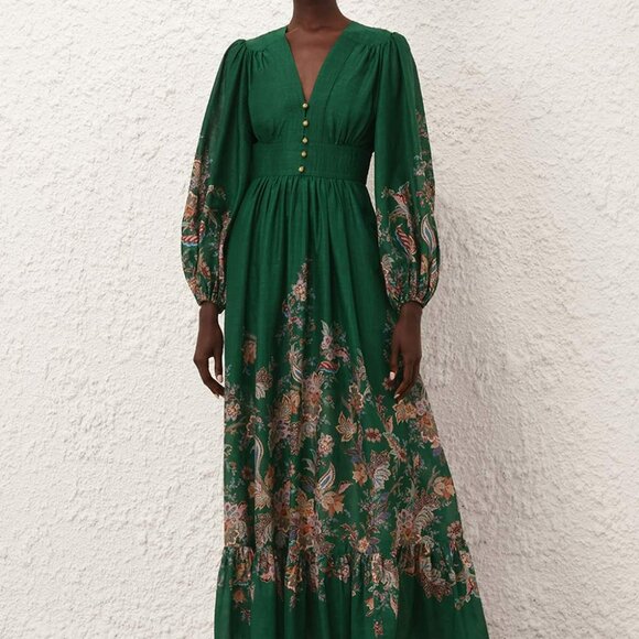 Zimmermann Dresses & Skirts - Zimmermann RHIANNON Deep V-neck Long-sleeved Maxi Dress